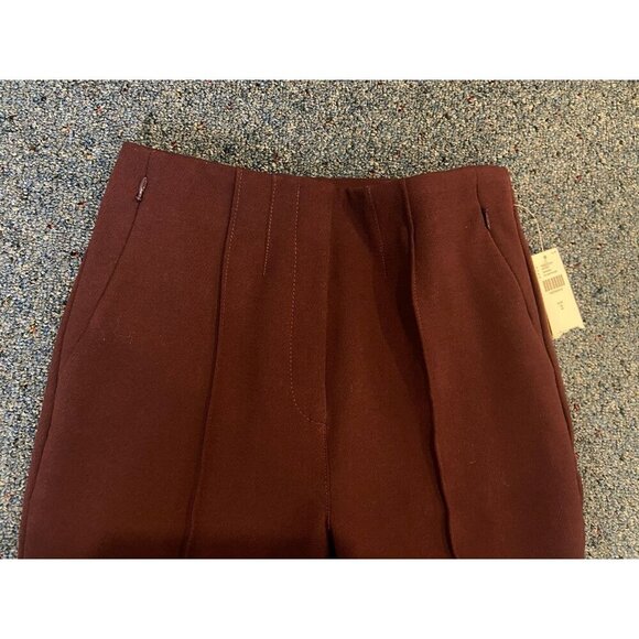 NWT By Anthropologie Pants Ankle Slit Bootcut Plum Maroon Size 2 New - Picture 2 of 6